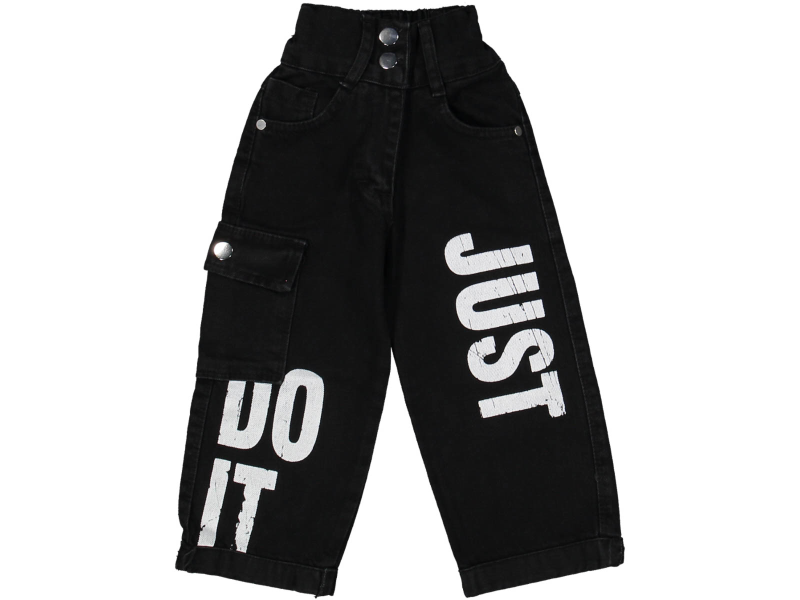 KIZ 8/12 YAŞ JUST YAZILI SİYAH KOT PANTOLON