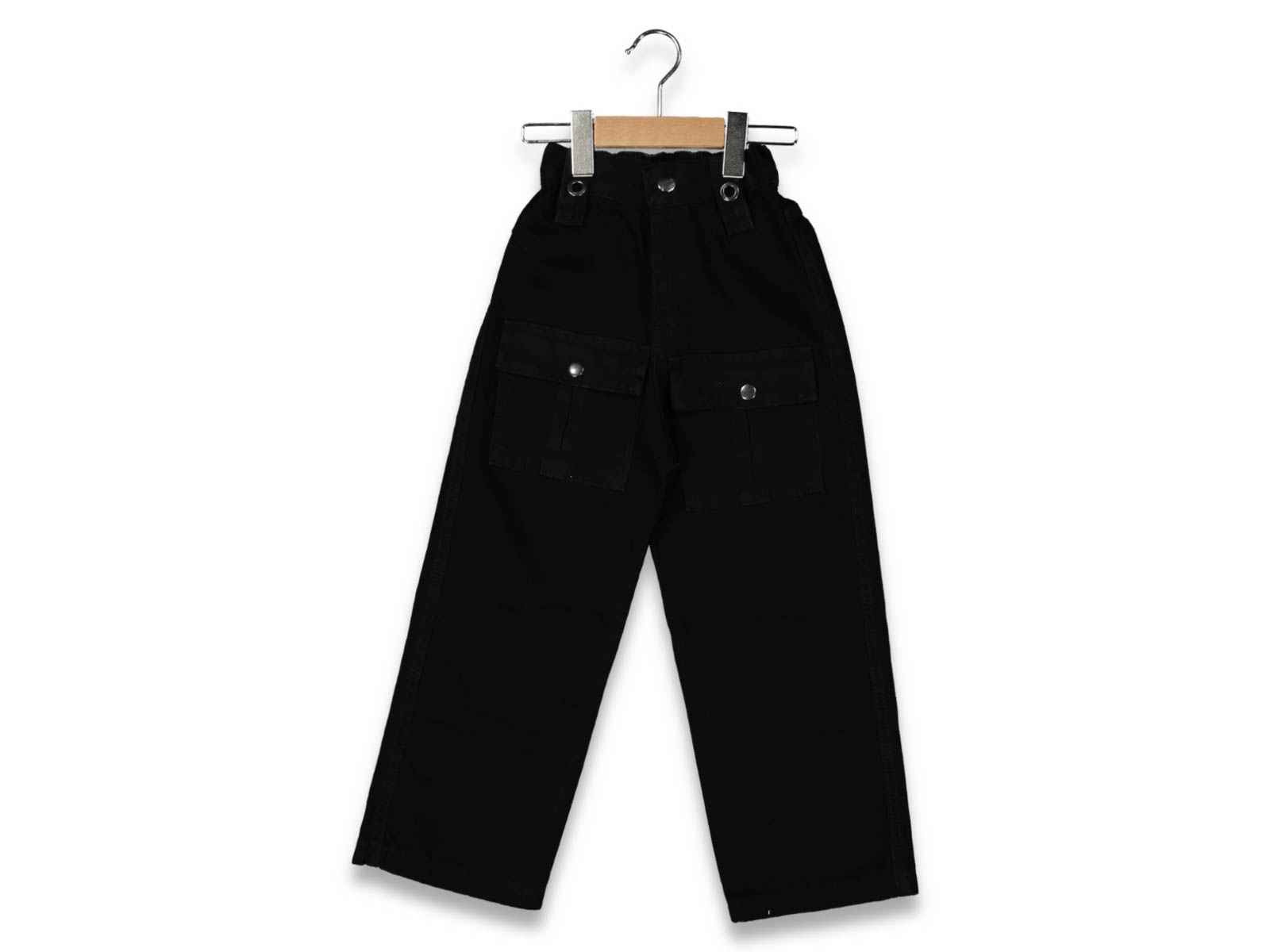 KIZ 6/10 YAŞ ÖN KOM CEP GENİŞ PAÇA SİYAH  KOT PANTOLON
