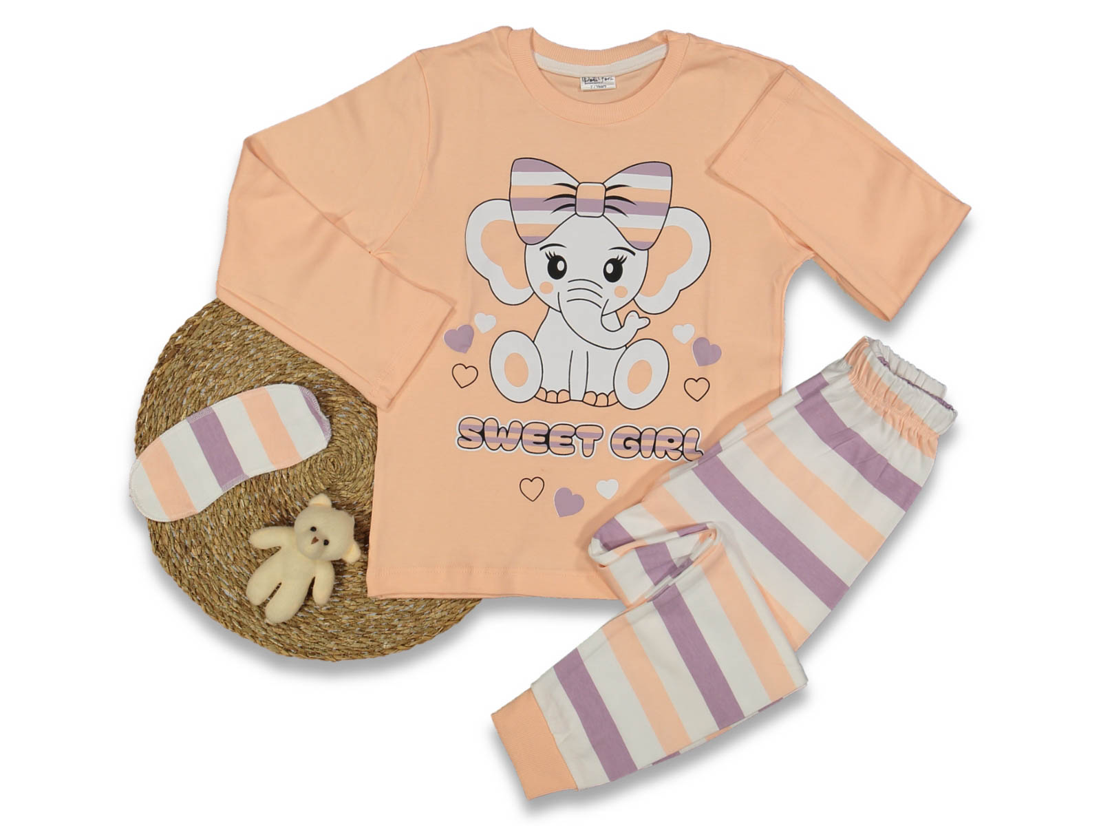 KIZ 7/10 YAŞ FIYONKLU FİL 4LÜ SERİ PIJAMA TAKIM 