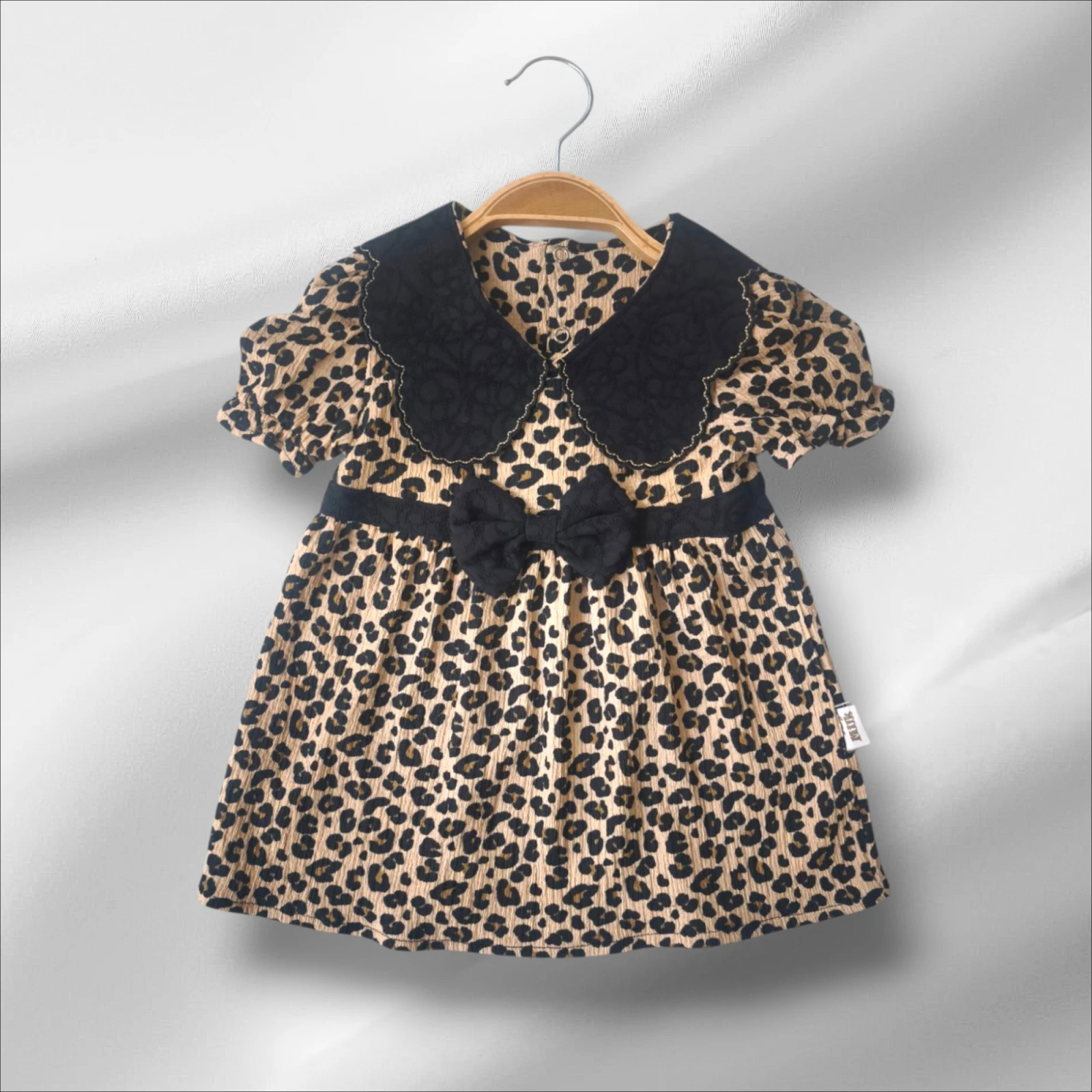 BabyMilk Leopar Siyah Yakalı Elbise