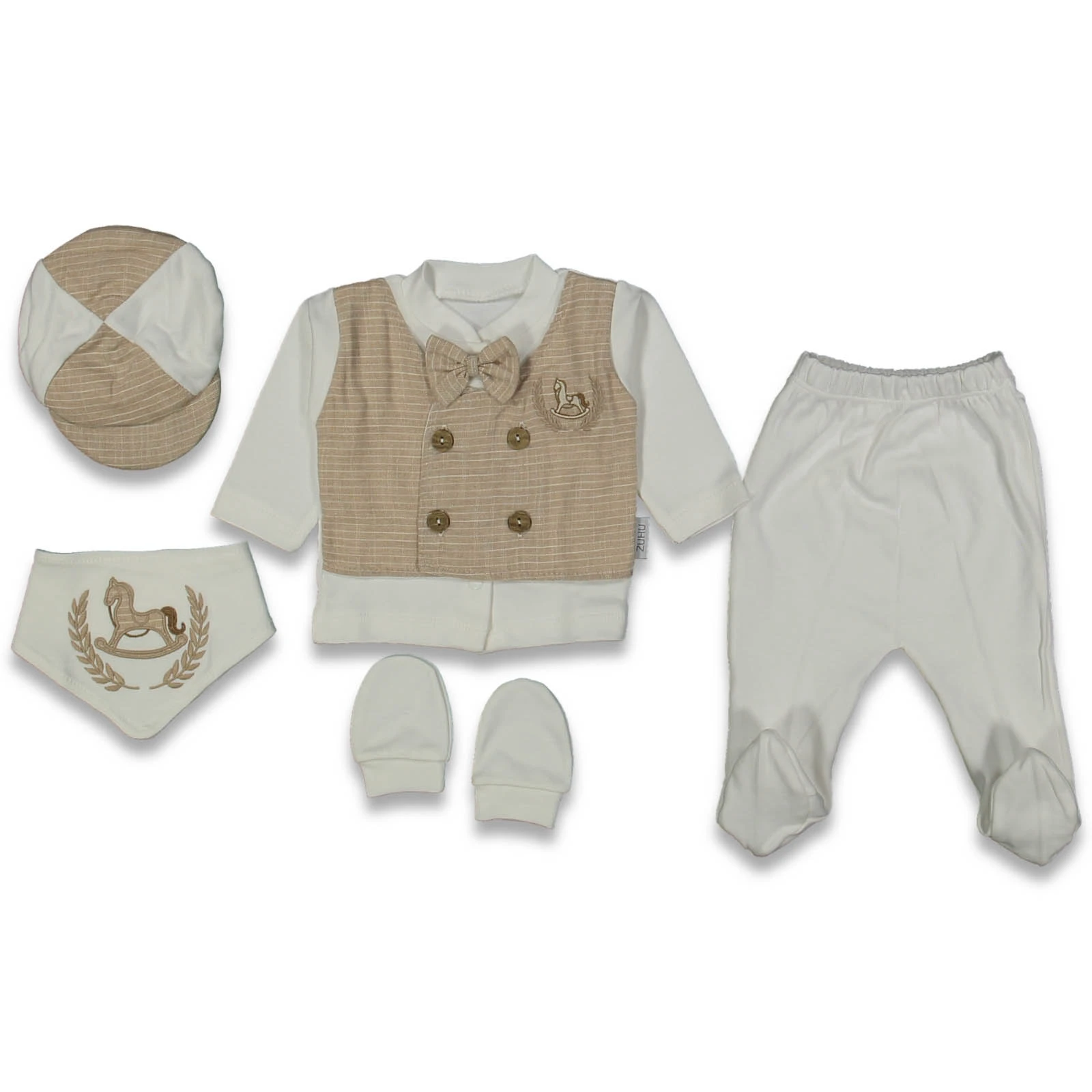ERKEK 1/3 AY ATLI YELEKLİ PAPYONLU 5 Lİ SET