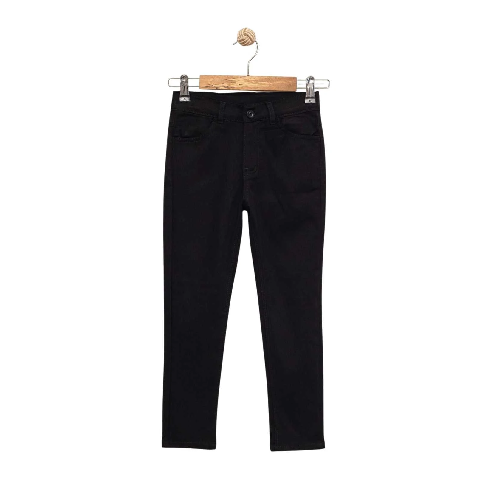 ERKEK 5/8 YAŞ KETEN LİKRALI SİYAH PANTALON