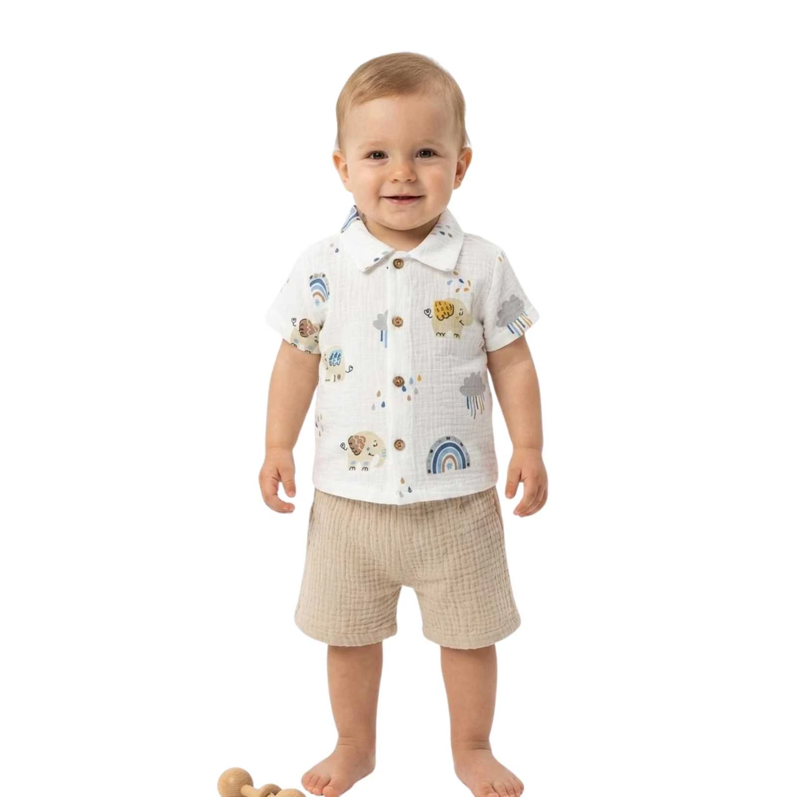 ERKEK 9/24 AY MÜSLİN CUTE ELEPHANT 2'Lİ TAKIM