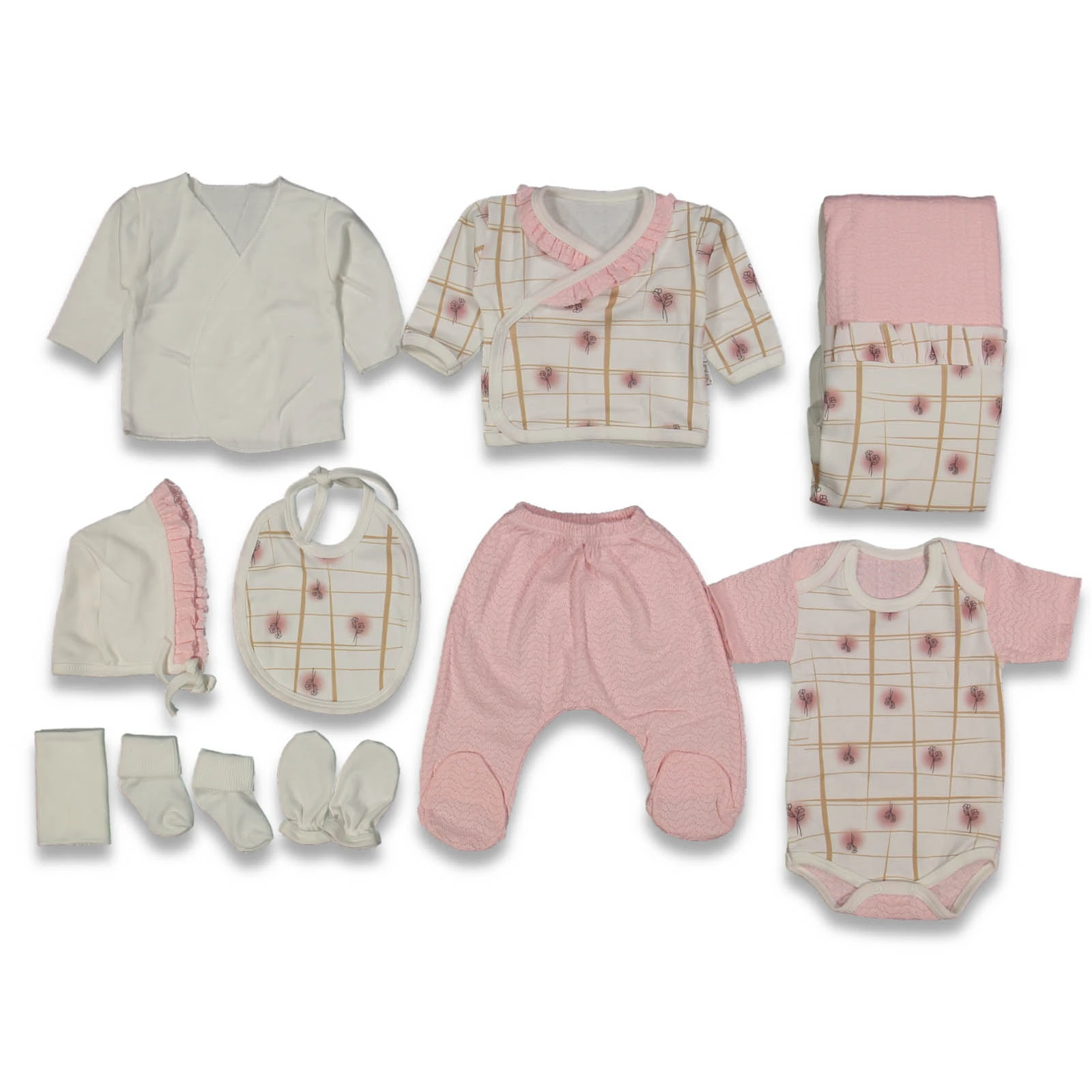 KIZ 3/3 AY ÇİÇEK BASKILI 10'LU SET