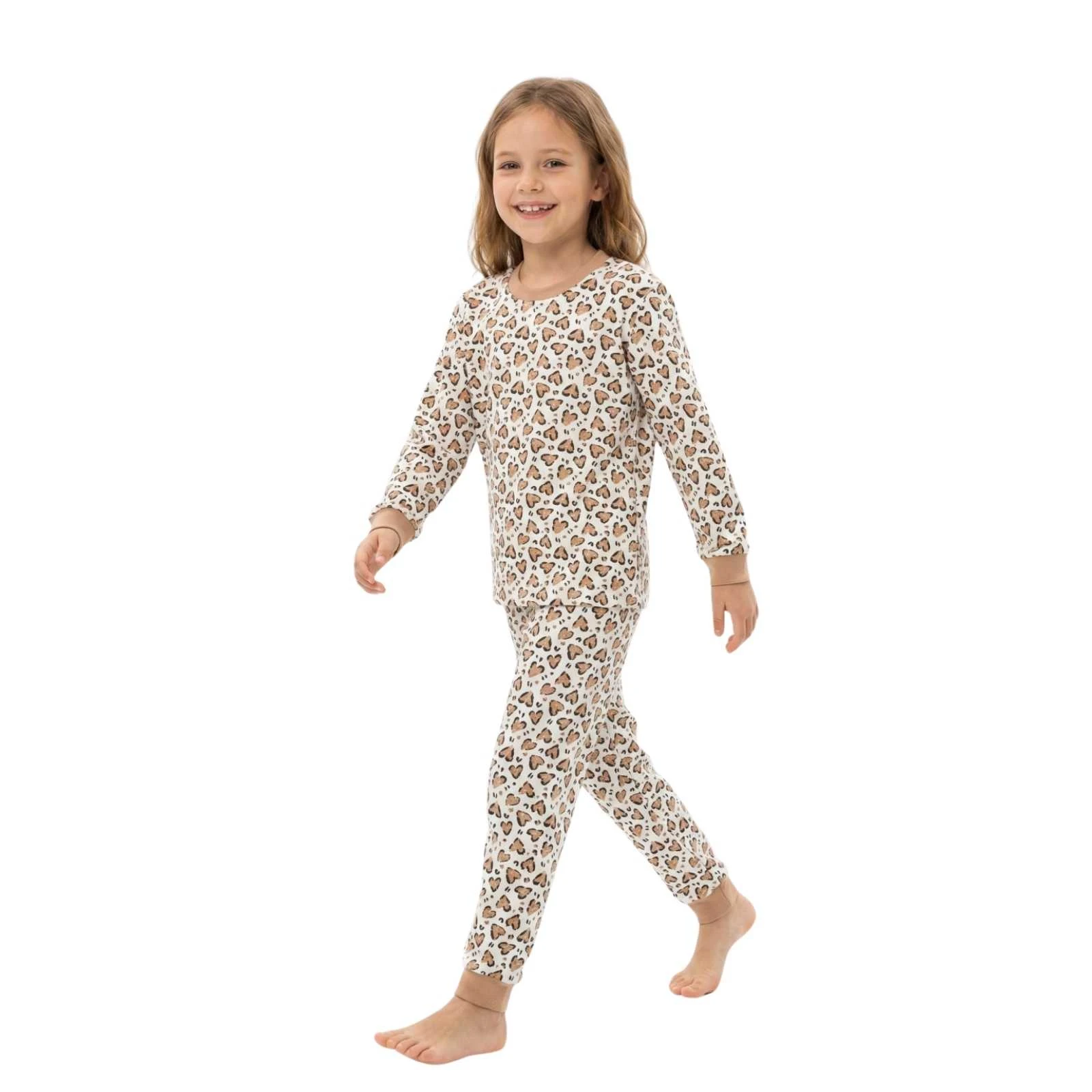 KIZ 7/9 YAŞ LEOPAR KALPLİ PJAMA TAKIM