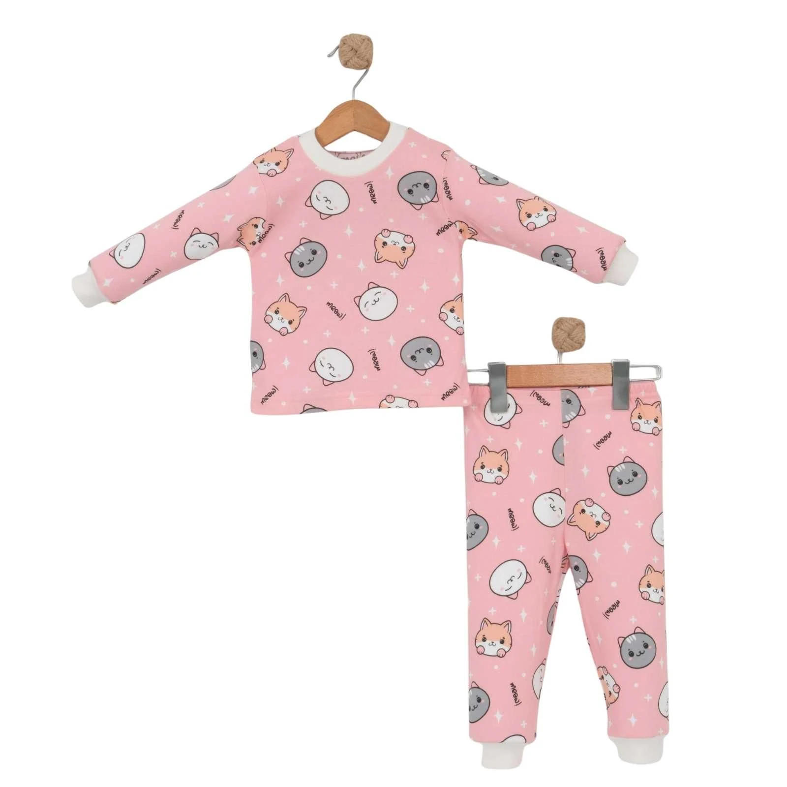 KIZ 7/9 YAŞ PEMBE KEDİ BİSİKLET YAKA PİJAMA