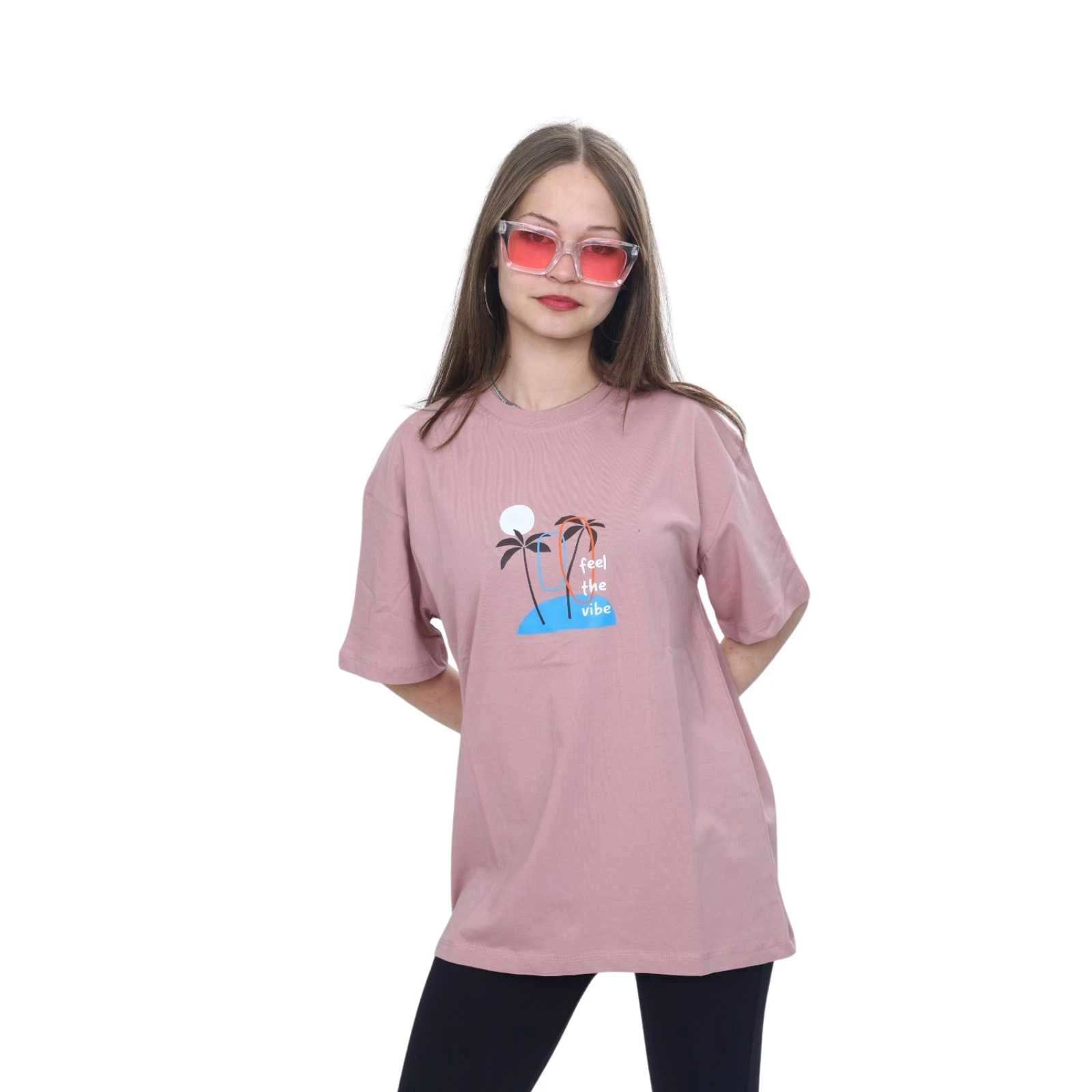 KIZ 8/16 YAŞ PALMİYE BASKILI TSHIRT