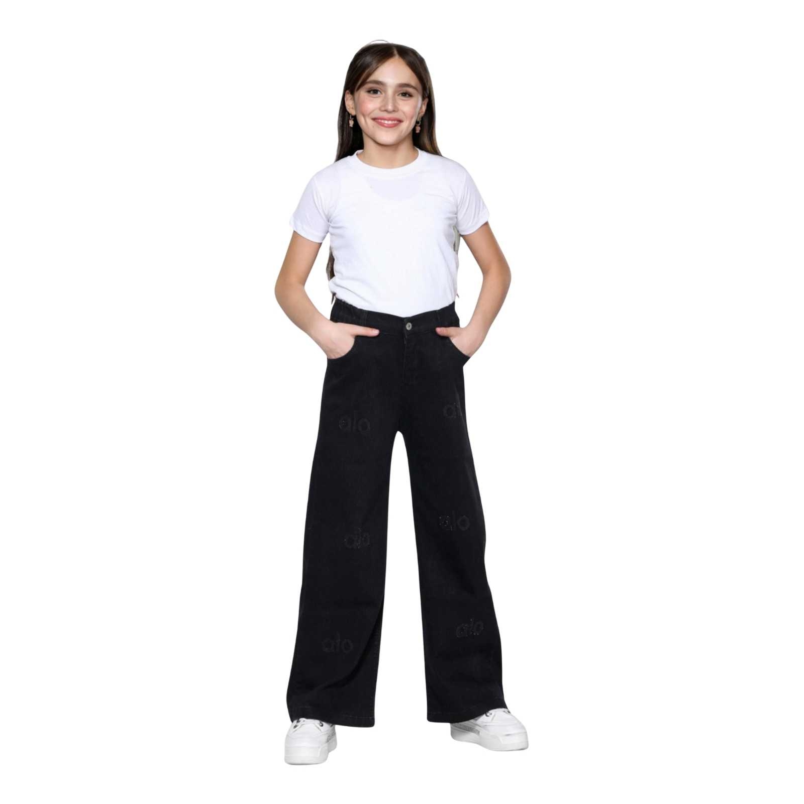 KIZ 9/12 YAŞ LAZER ALO DESENLİ TAŞLI PANTALON