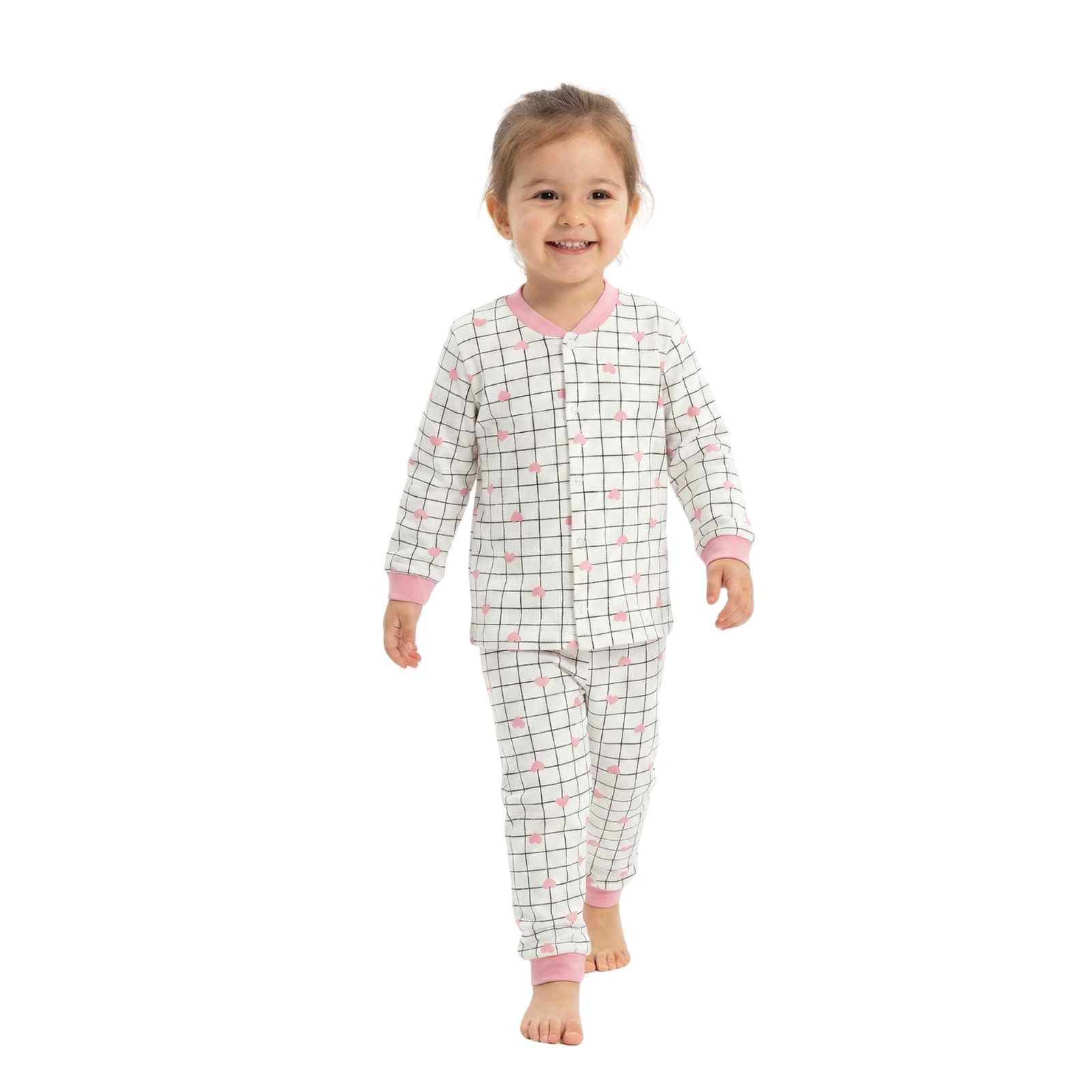 KIZ 9/24 AY KARELİ KALP BASKILI PJAMA TAKIM