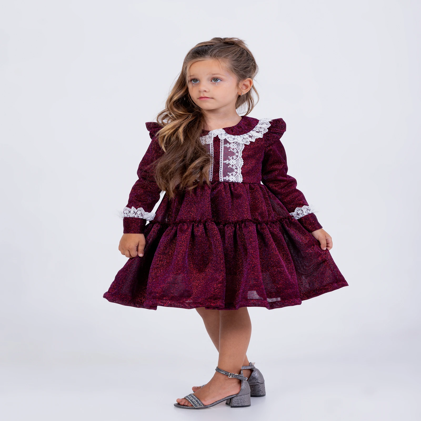 KIZ ÇOCUK SİMLİ DANTELLİ ELBİSE