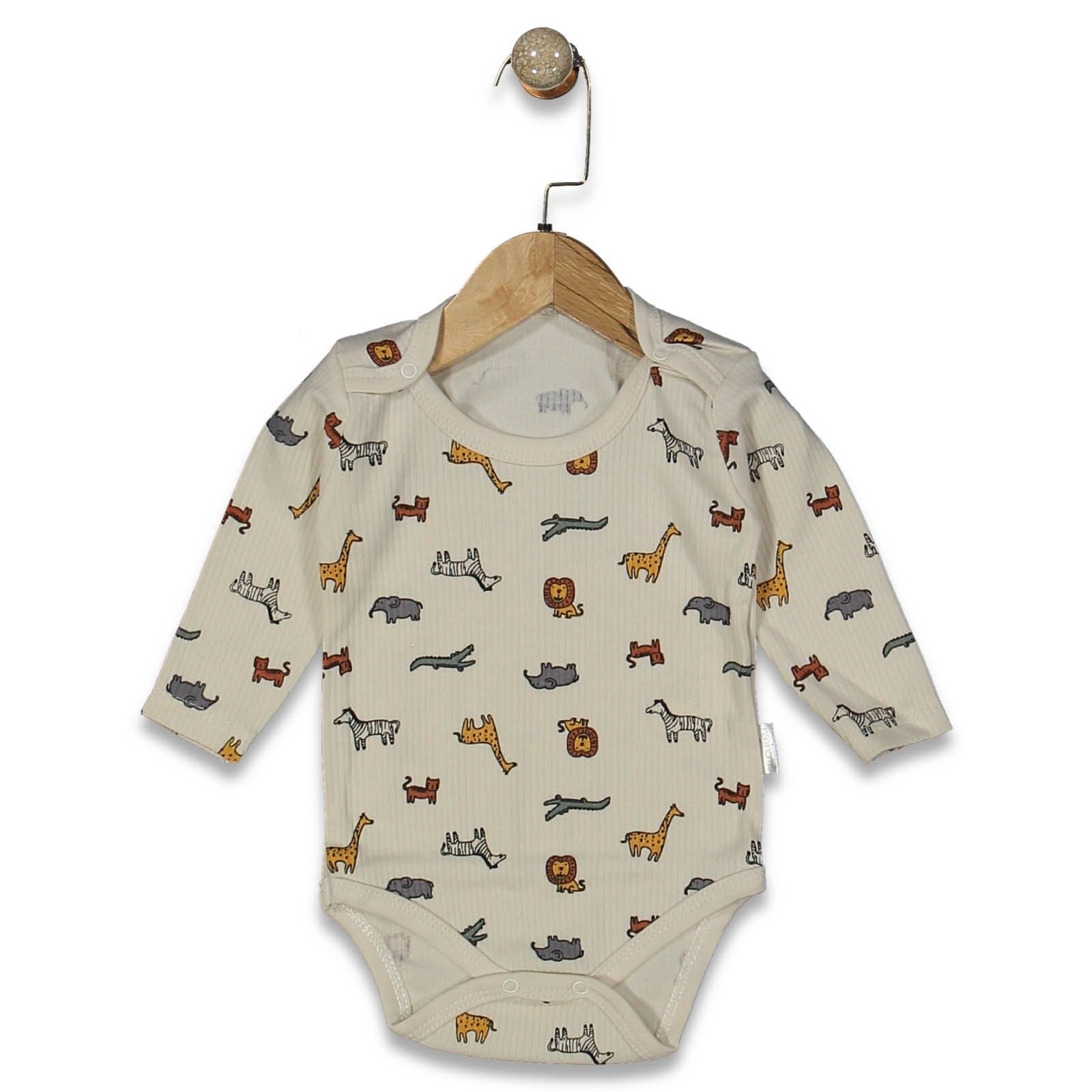 UNISEX 1/9 AY HAYVANLAR ALEMİ KOLLU KÜÇÜK BADY