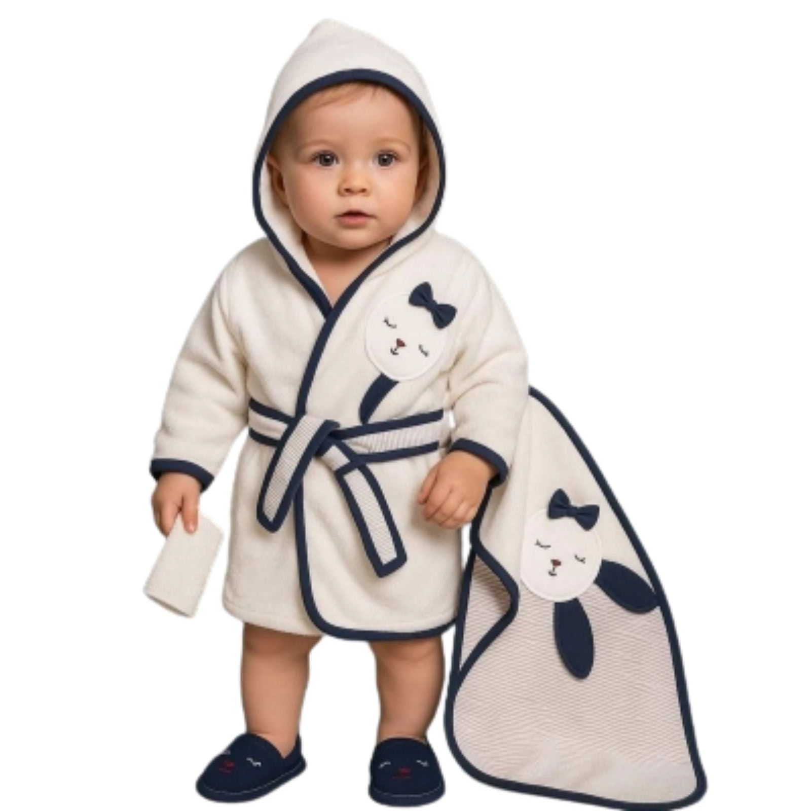UNISEX 12/12 AY KULAKLI TAVŞAN BORNOZ SET
