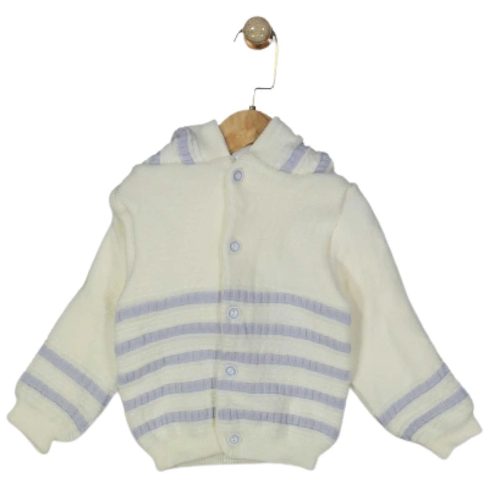 UNISEX 12/24 AY KAPŞONLU ÇİZGİLİ TRİKO HIRKA