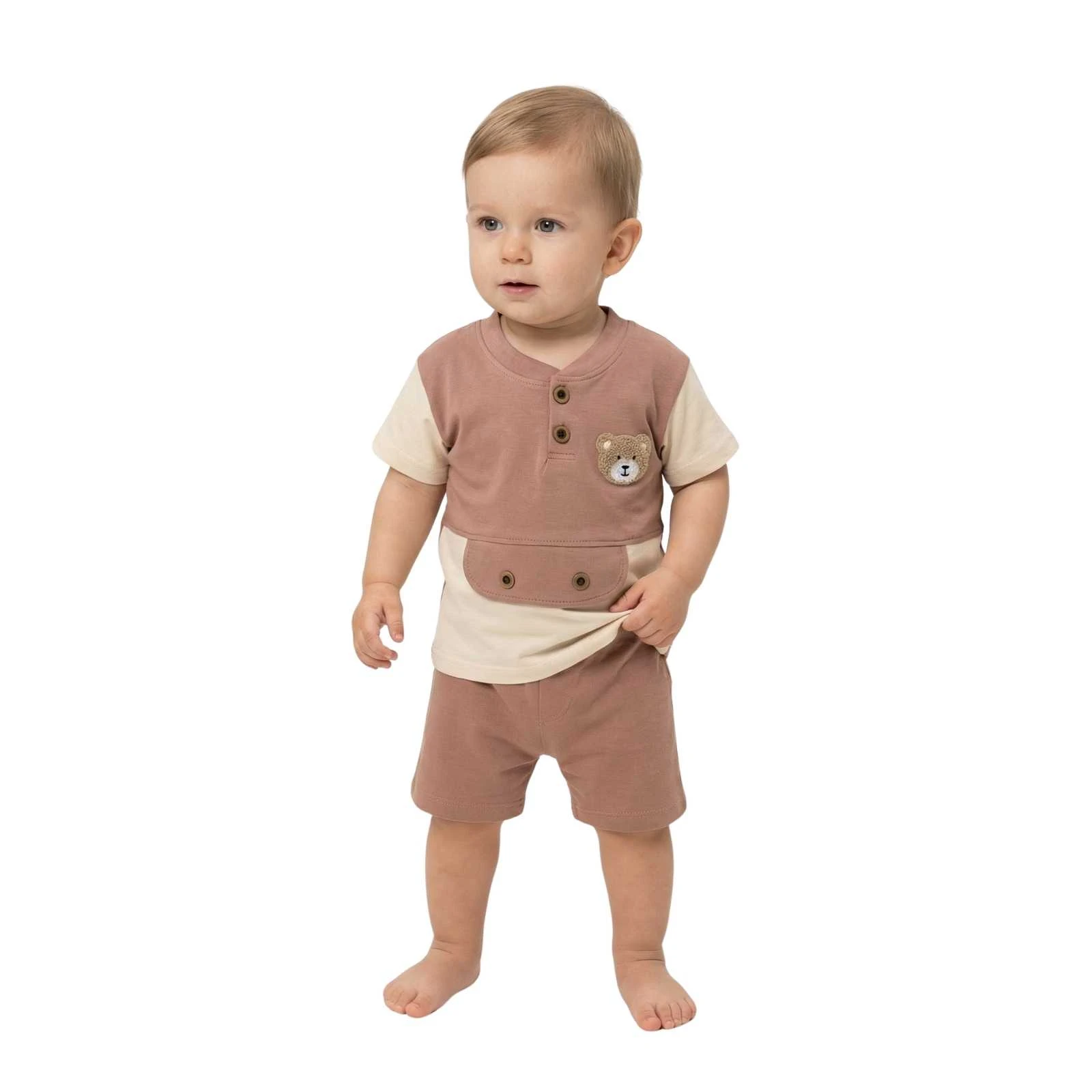 UNISEX 1/3 YAŞ DÜĞMELİ SÜZİNE AYI TAKIM