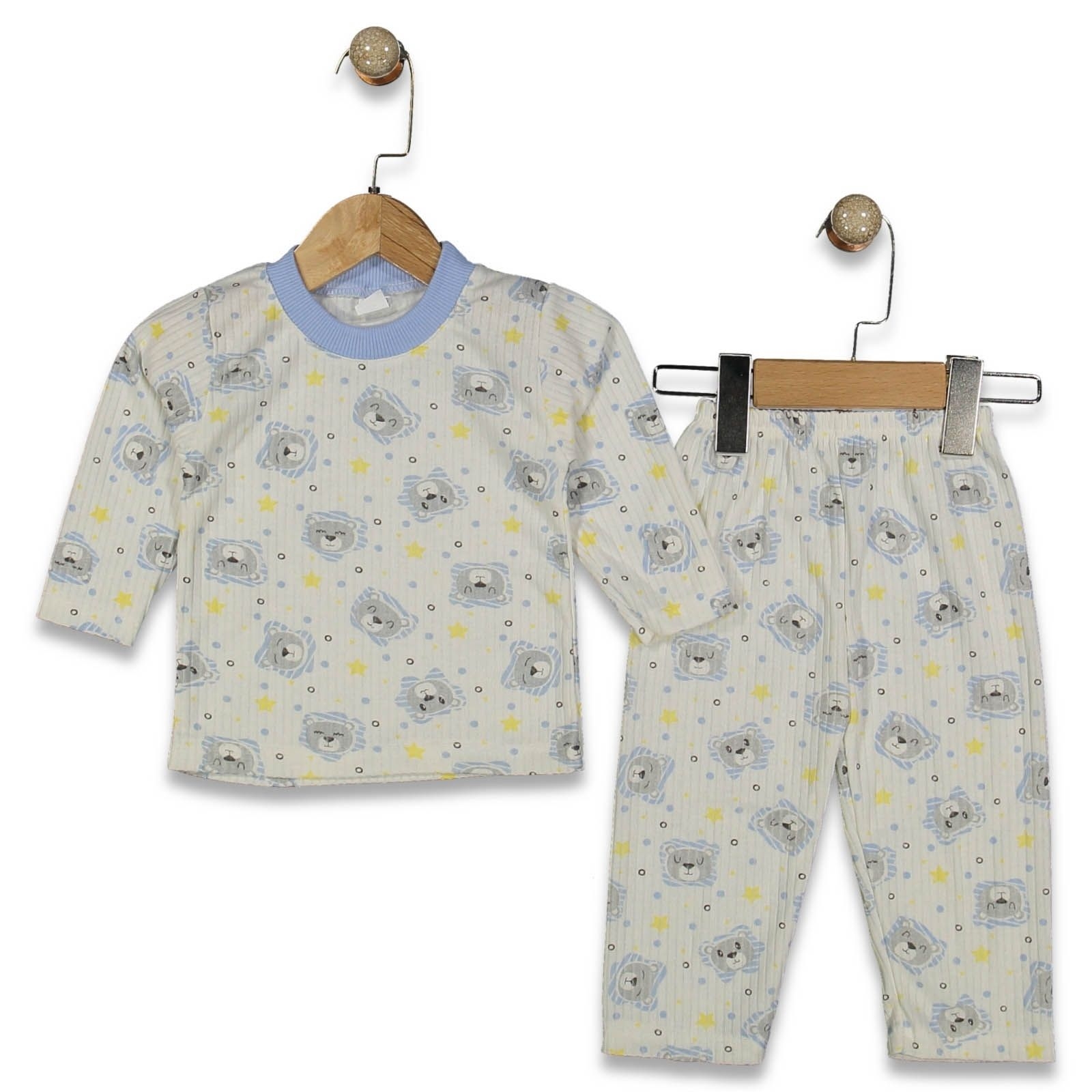 UNISEX 1/3 YAŞ RAPORLU PANDA YILDIZLI DESEN PİJAMA