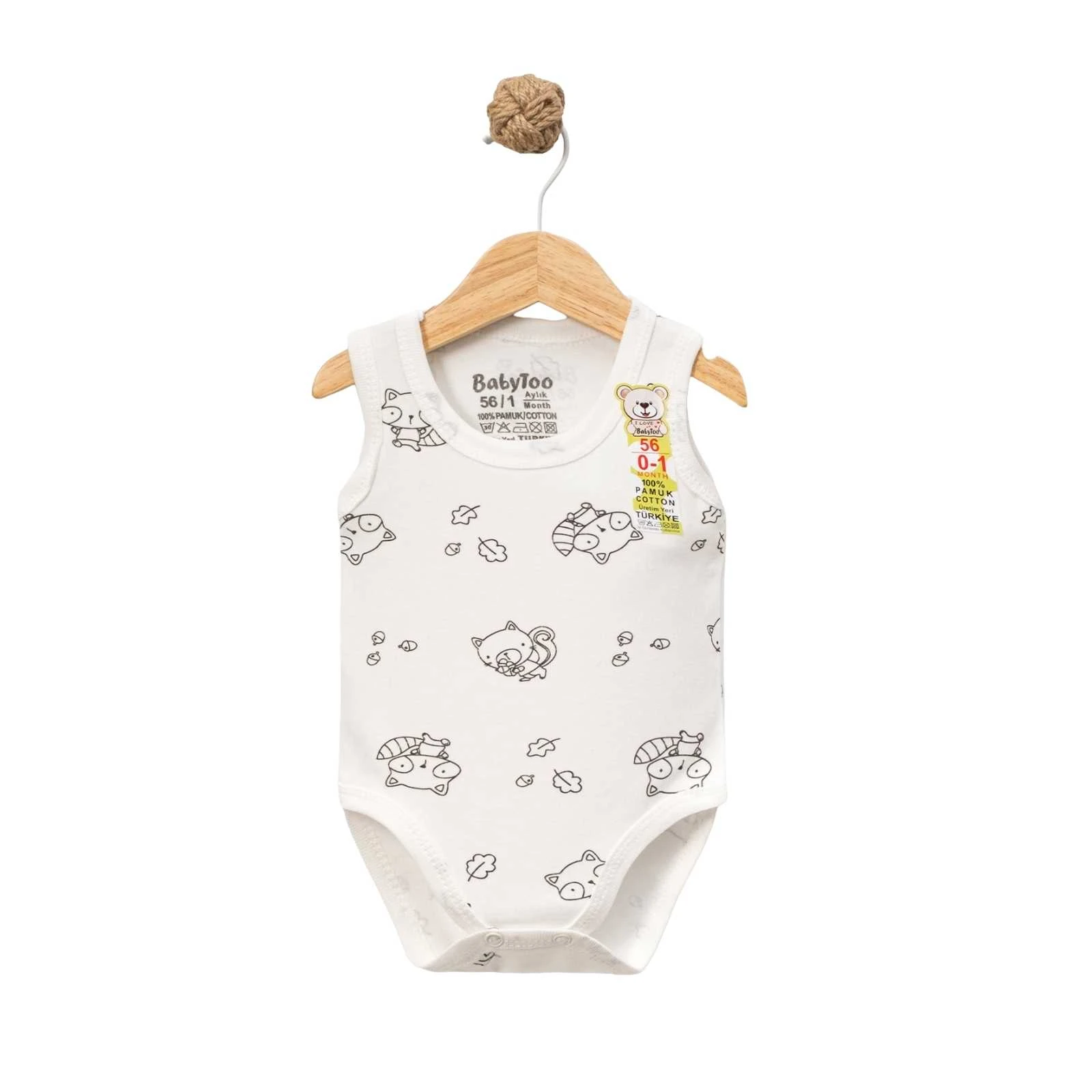 UNISEX 1/9 AY RAKUN DESENLİ KUCUK KOLSUZ BADİ