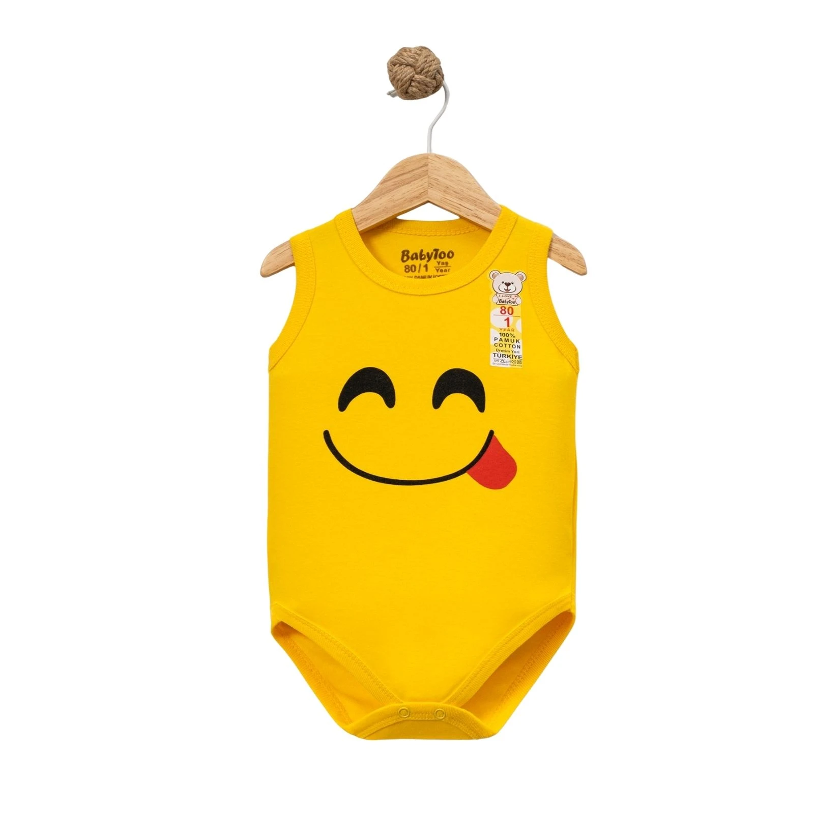 UNISEX 3/18 AY GÜLEN EMOJİ BASKILI ASKILI BADİ
