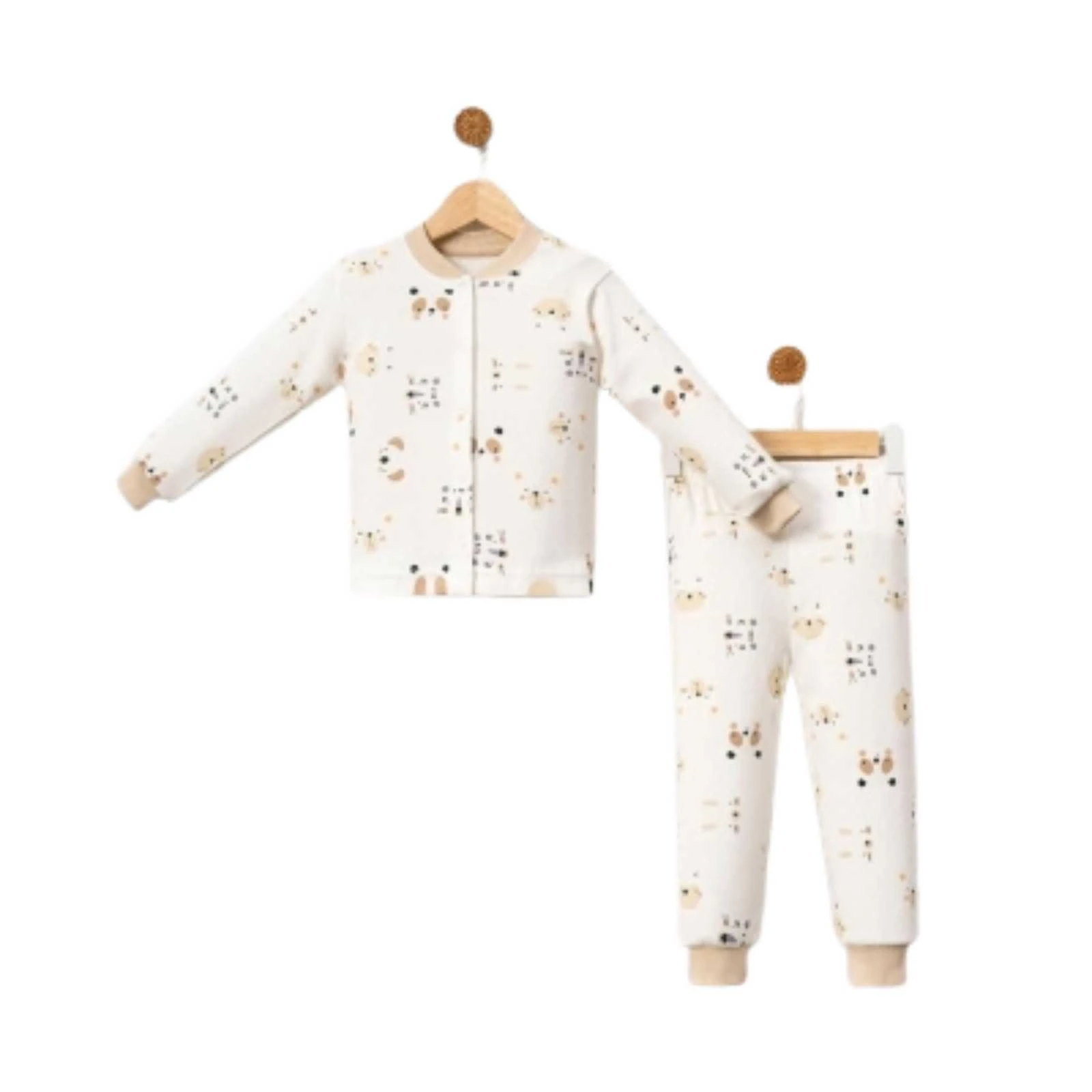UNISEX 3/6 YAŞ BEJ KAFALAR PİJAMA