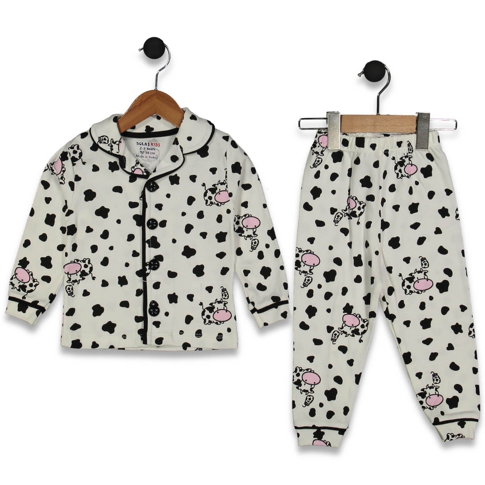 UNISEX 3/6 YAŞ İNEK BASKILI PİJAMA TAKIM