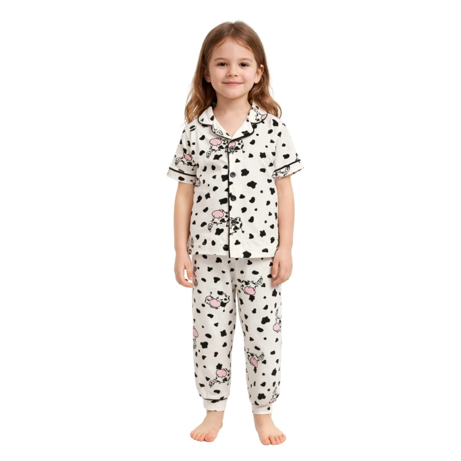 UNISEX 3/6 YAŞ İNEK BASKILI YAZLIK PİJAMA TAKIM