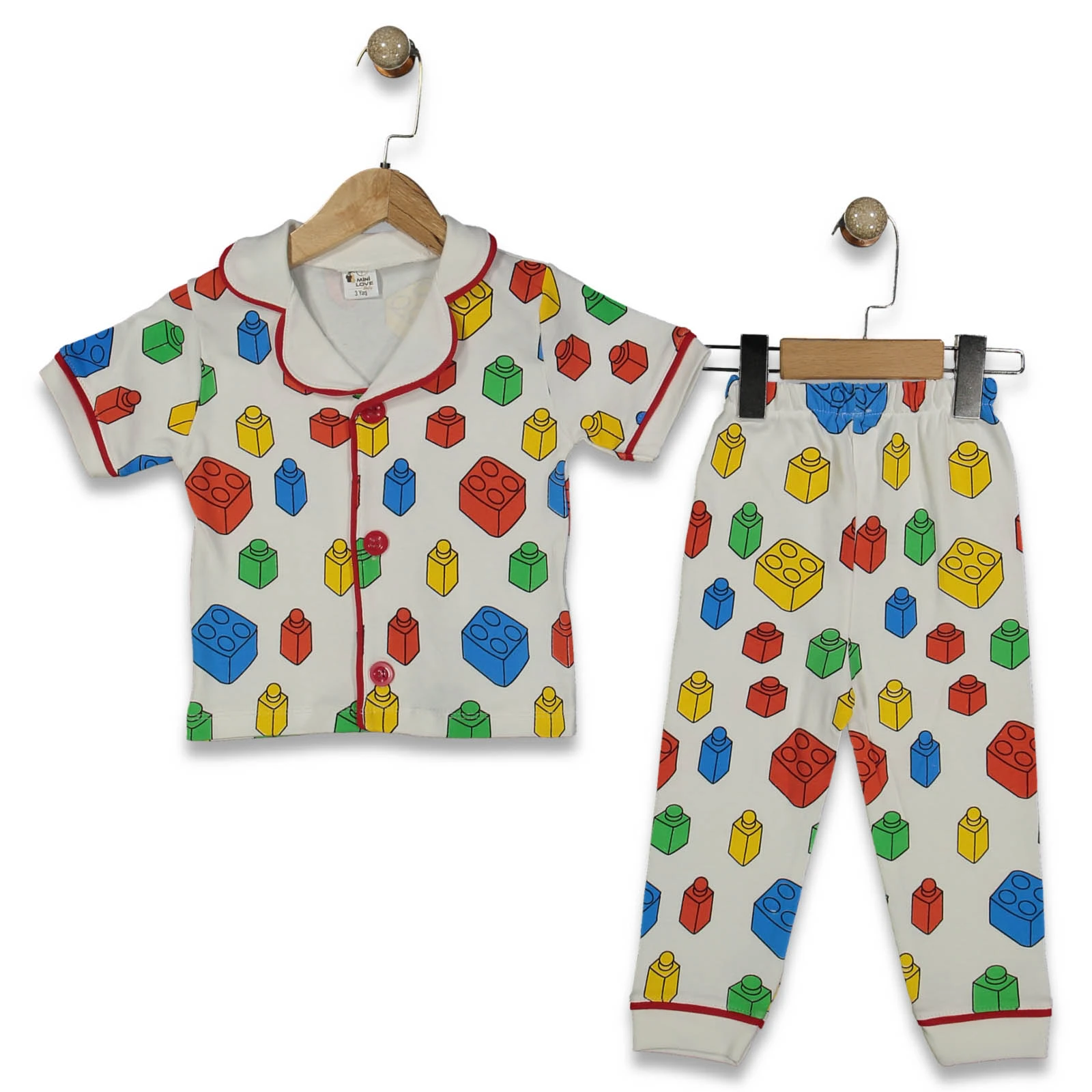UNISEX 3/6 YAŞ LOGO BASKILI KISA KOLLU PİJAMA TAKI