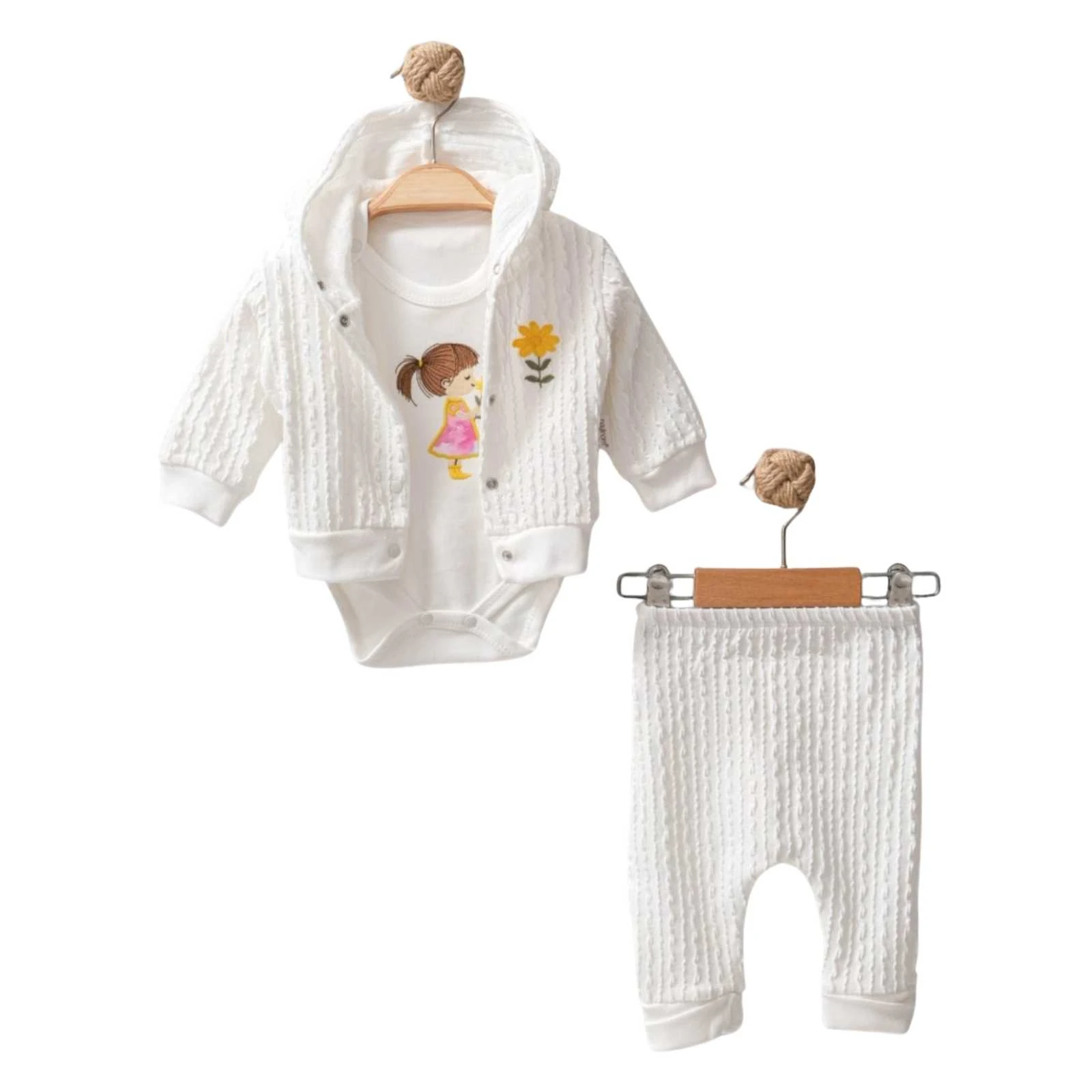 UNISEX 3/9 AY ÇİÇEKLİ KIZ 3'LÜ TAKIM 