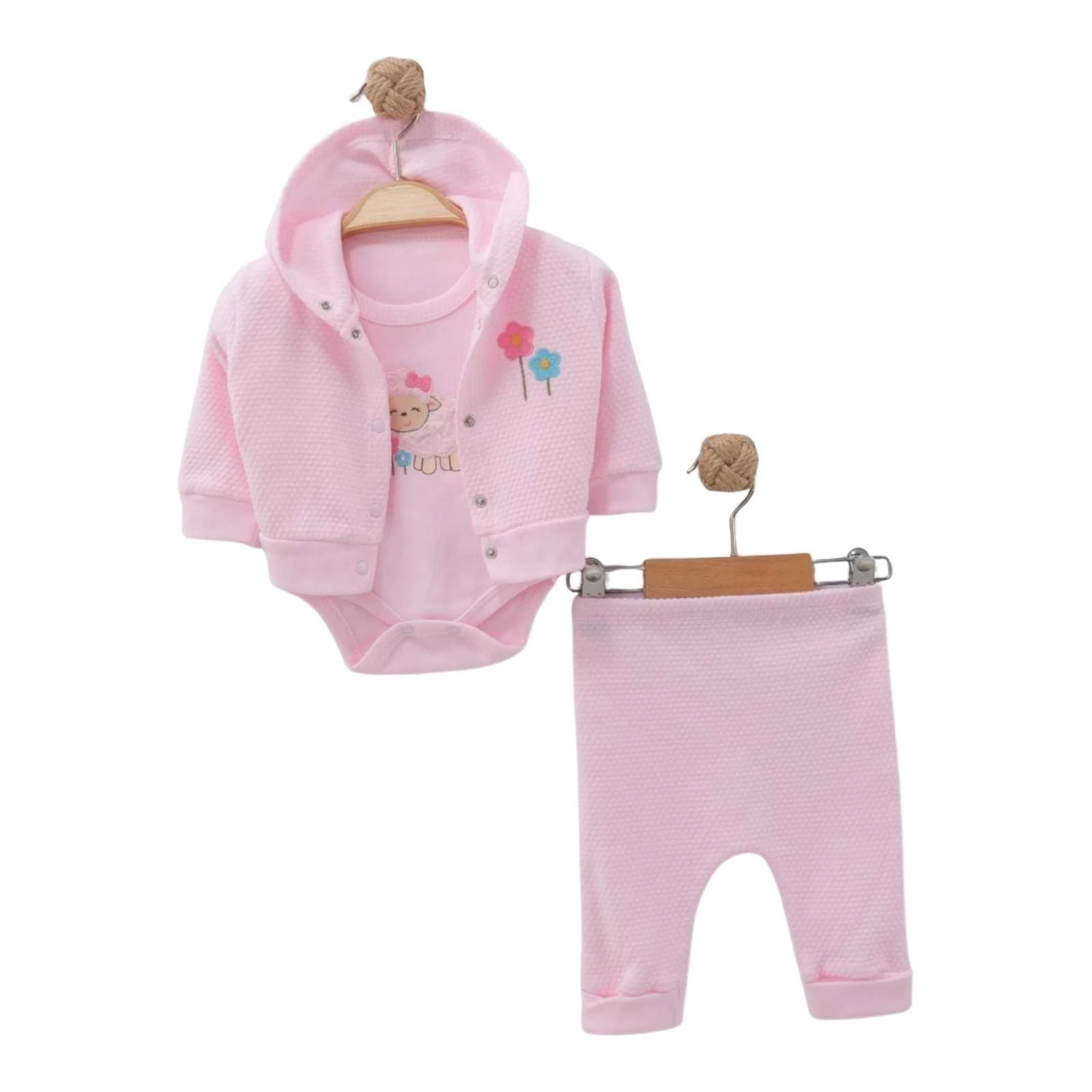 UNISEX 3/9 AY KUZU NAKIŞLI 3'LÜ TAKIM 