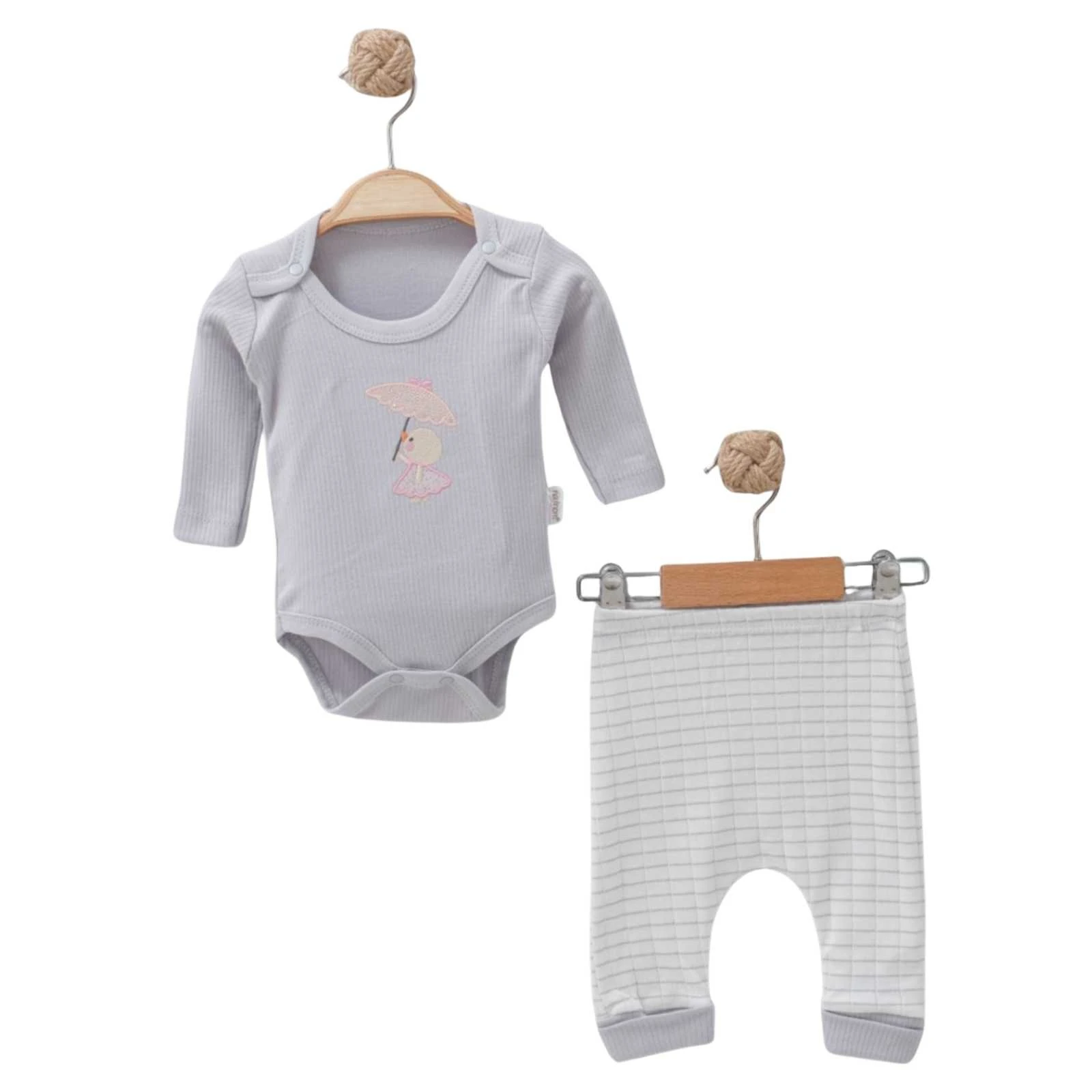 UNISEX 3/9 AY ŞEMSİYE NAKIŞLI İKİLİ BADY TAKIM 