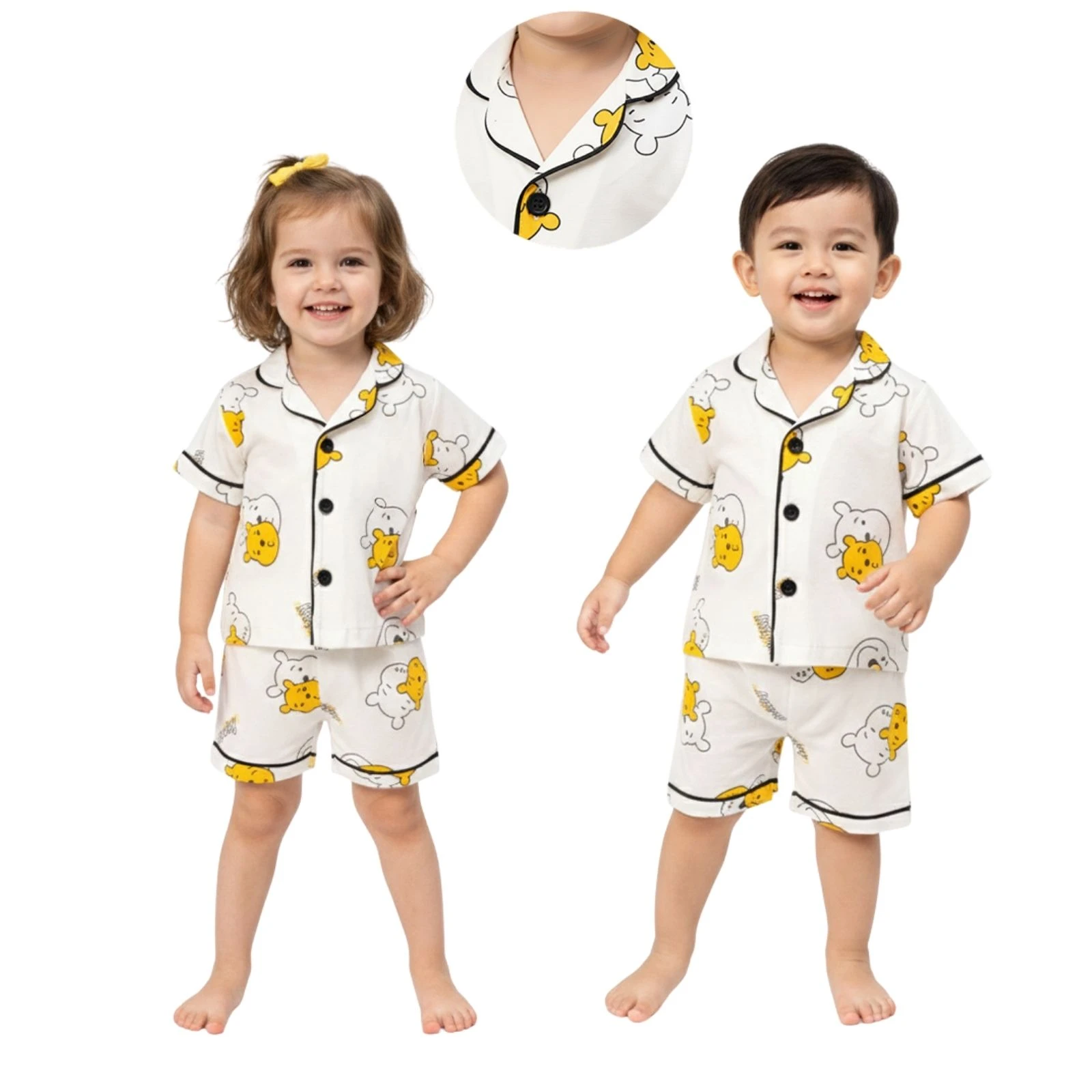 UNISEX 9/24 AY POOH BASKILI AYLIK PİJAMA TAKIM