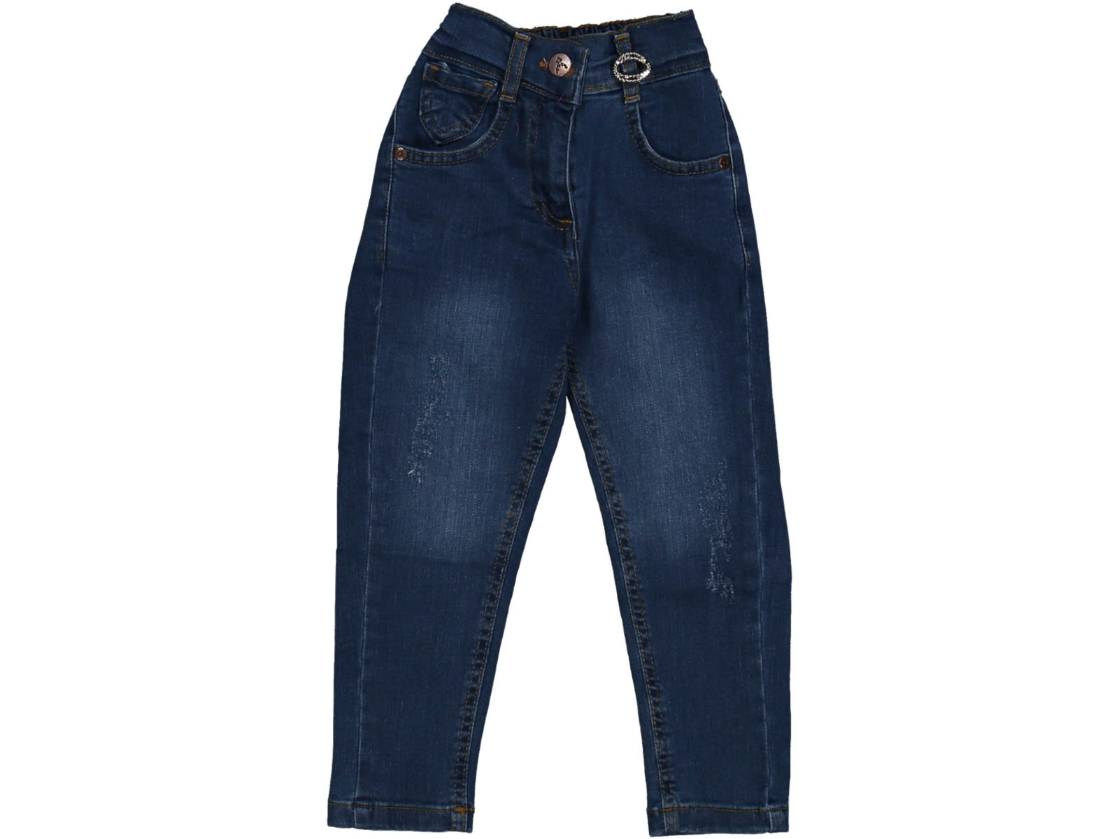 KIZ 4/9 YAŞ FULARLI KOT PANTOLON 