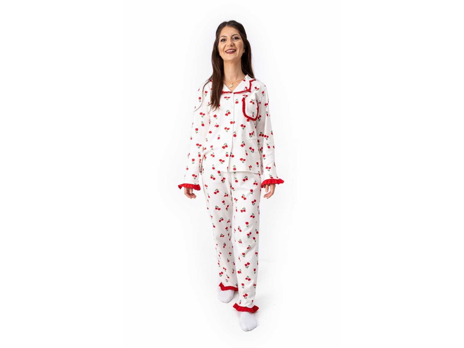 KIZ S/M/L/XL ANNE FIRFIRLI PİJAMA TAKIMI