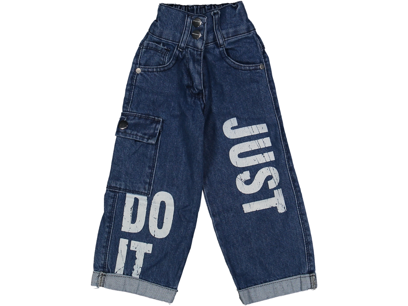 KIZ 8/12 YAŞ JUST YAZILI MAVİ KOT PANTOLON