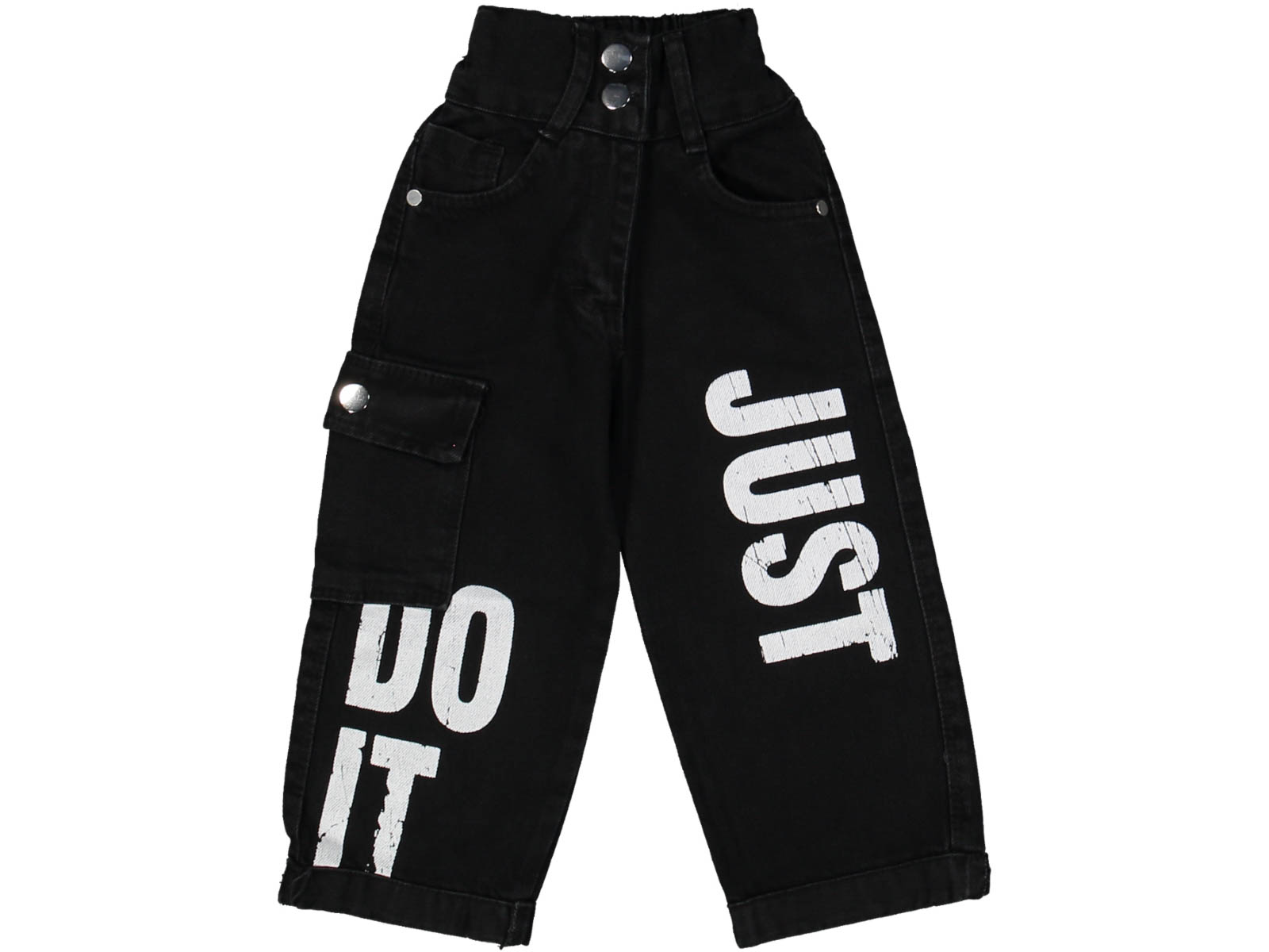 KIZ 3/7 YAŞ JUST YAZILI SİYAH KOT PANTOLON