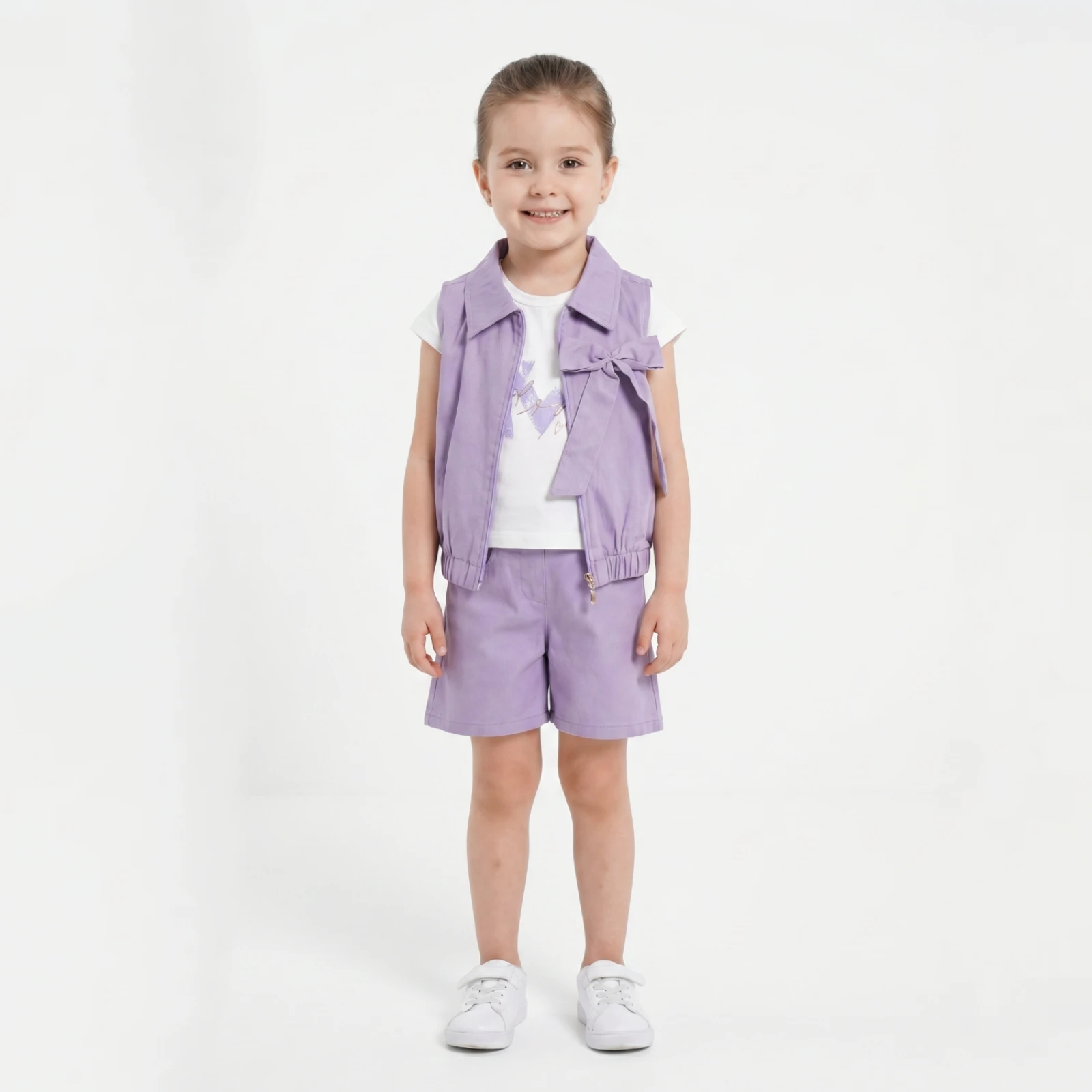 gabardin yelekli şortlu 3lü takım