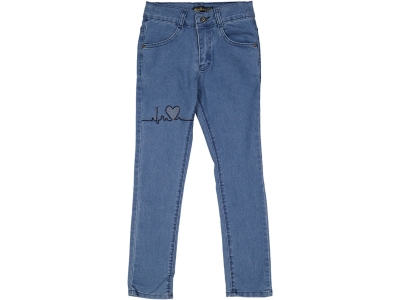 KIZ 8/12 YAŞ KALPLİ TAŞLI KOT PANTOLON 