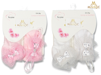 KIZ 0/6 AY 12 Lİ BANDANA VE ÇORAP