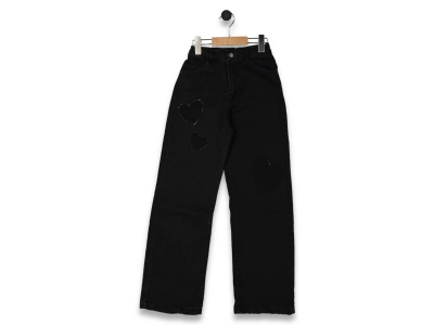 KIZ 11/15 YAŞ TAŞLI KALP BOYFREND KOT PANTOLON