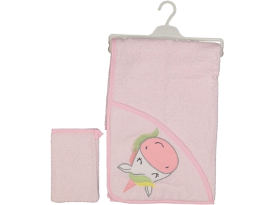 KIZ / AY UNICORN DOKUMA KAPŞONLU 2Lİ HAVLU