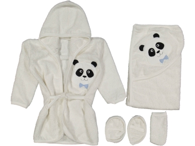 BEBE PANDA KUTULU HAVLU BORNOZ SET