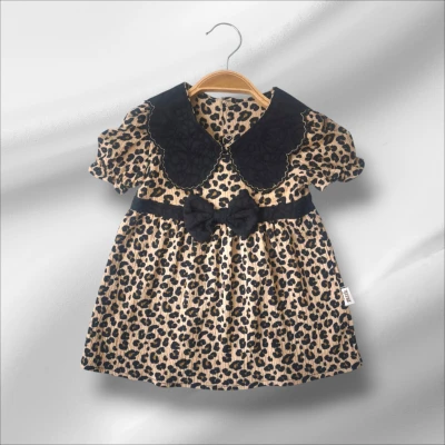 BabyMilk Leopar Siyah Yakalı Elbise