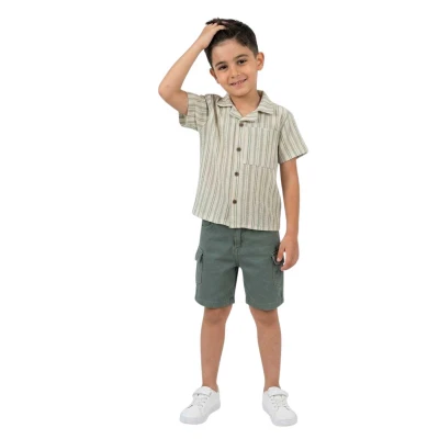 ERKEK 3/12 YAŞ GÖMLEKLİ  ALT GABARDİN ŞORTLU TAKIM