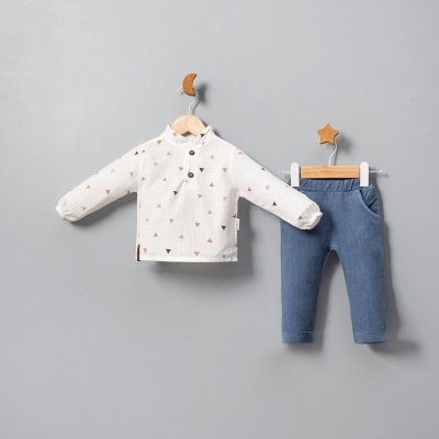 ERKEK 6/18 AY ÜÇGEN DESEN HAKİM YAKA GÖMLEK TAKIM