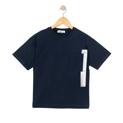 ERKEK 7/10 YAŞ ŞERİT BASKILI CEPLİ T-SHIRT