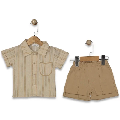 ERKEK 9/24 AY ÇİZGİLİ CEPLİ GÖMLEKLİ ÇİMA ŞORTLU T