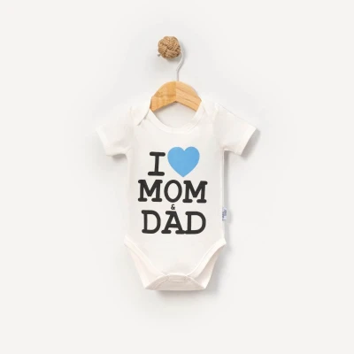 Erkek -Kız bebek I mom dad baskılı atlet zıbın 3-6-9-12-18 Ay