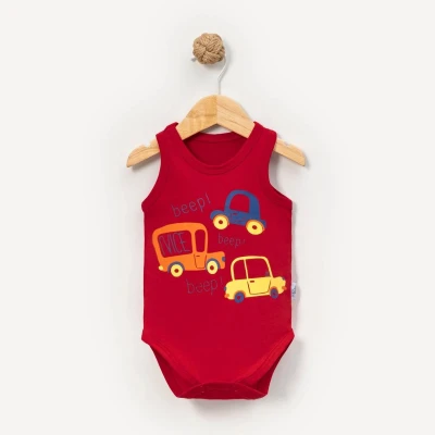 Erkek bebek araba baskılı bebe zıbın atlet 3-6-9-12-18 ay