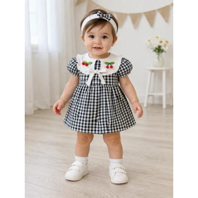 9-24 AY KİRAZ YAKALI KIZ ELBİSE