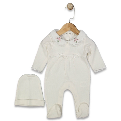 KIZ 0/6 AY YAKA GÜL İŞLEMELİ TULUM