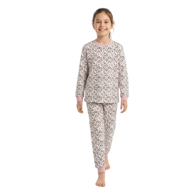 KIZ 10/12 YAŞ LEOPAR KALPLİ PJAMA TAKIM