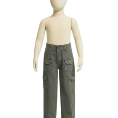 KIZ 11/15 YAŞ CEP DETAYLI KETEN PALAZZO PANTOLON